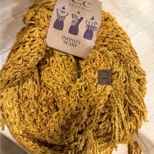 Gold Infinity Scarf with fringes
